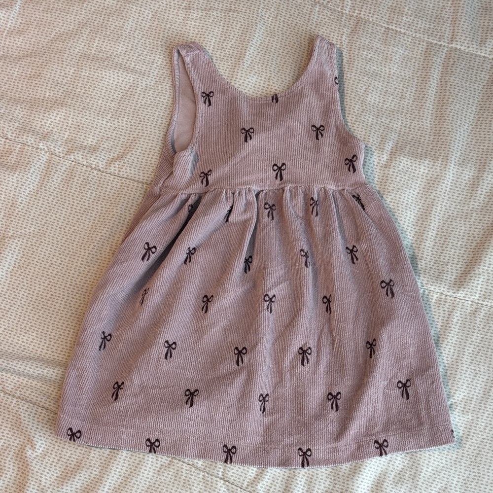 ZARA Girls Pink Bow Print Sleeveless Dress